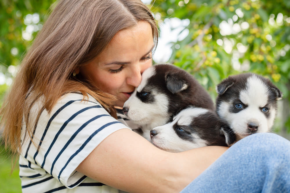 Female breeder with her dogs